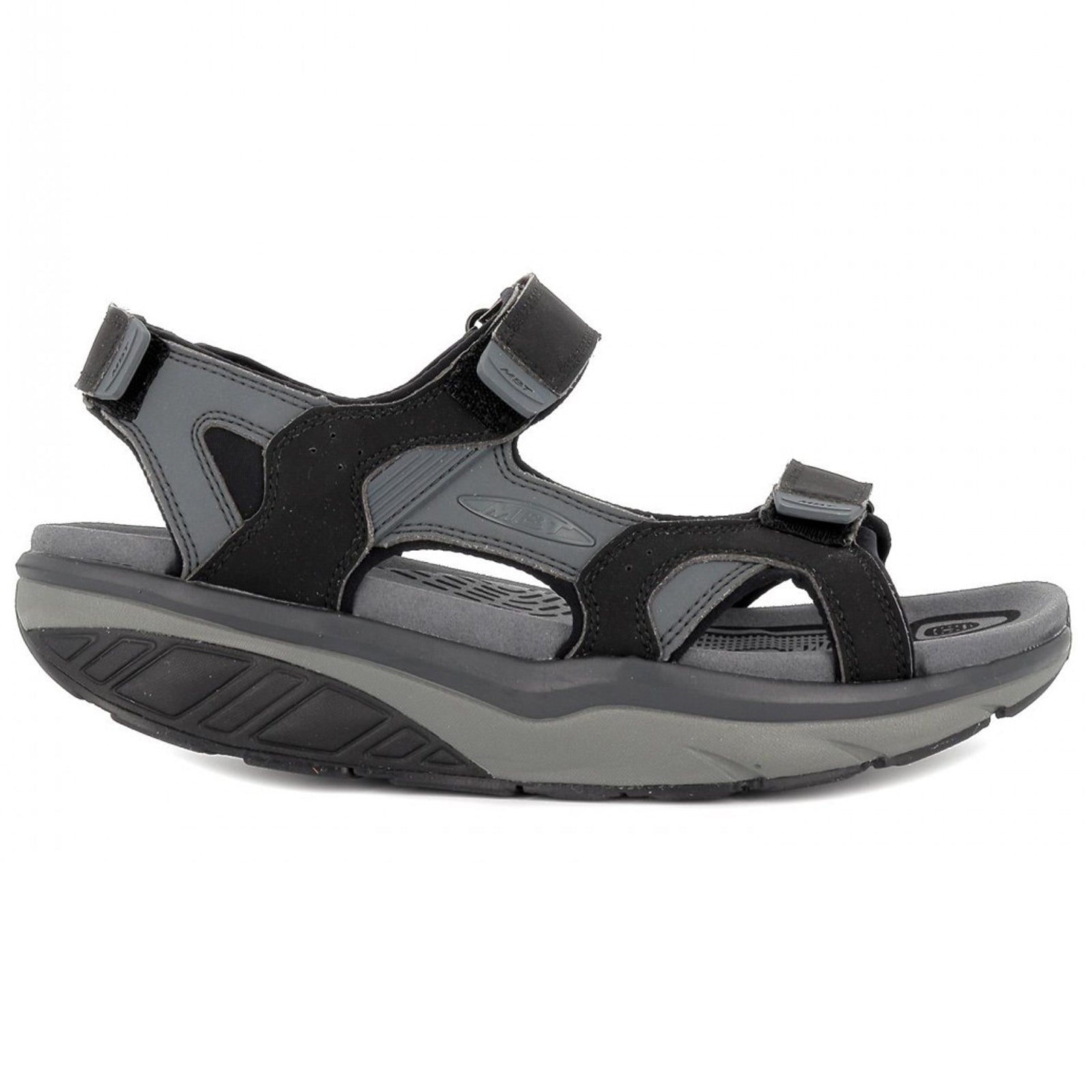 MBT Saka 6S Sport Synthetic Leather Mens Sandals#color_black charcoal grey