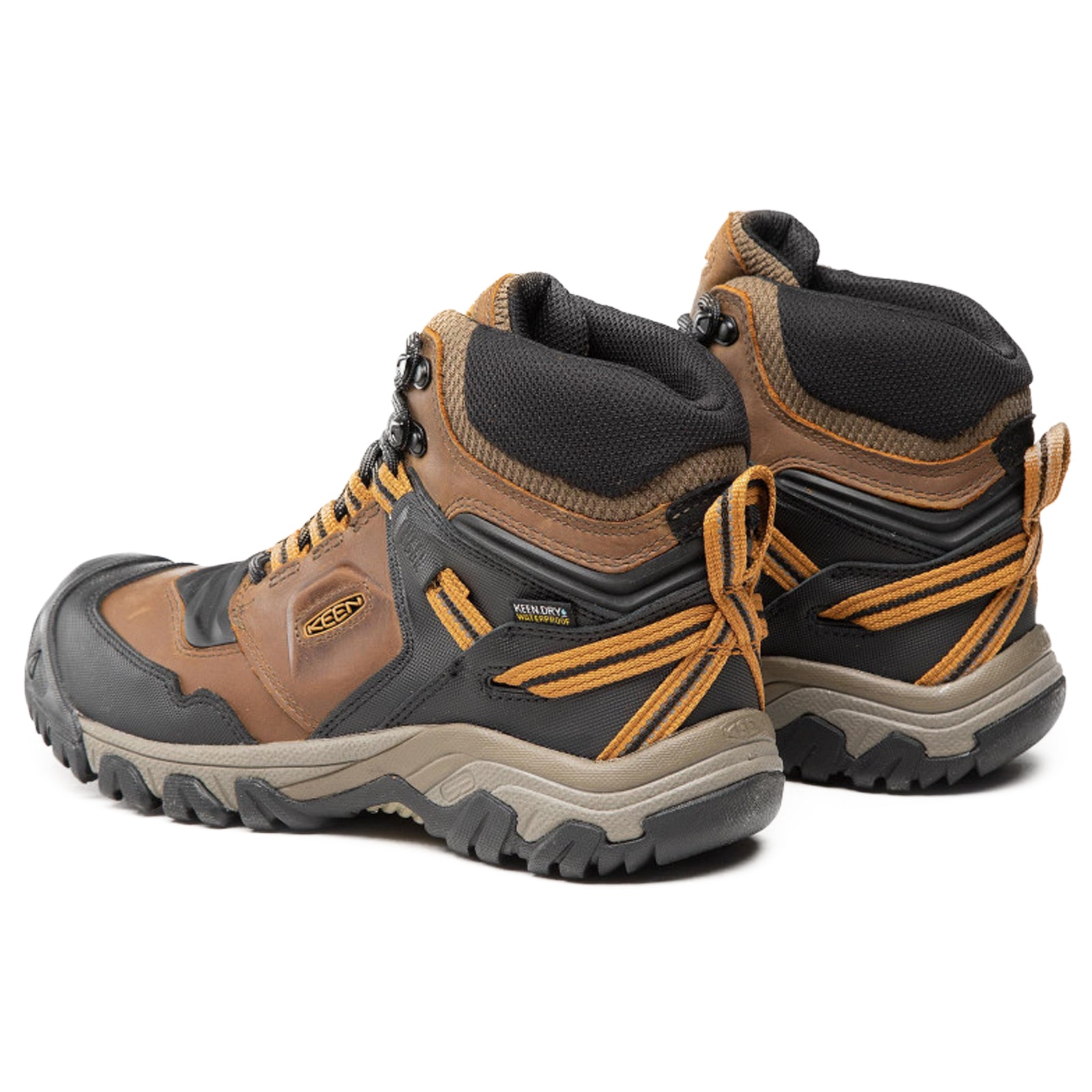 Keen Ridge Flex Mid 1025666 Leather Textile Mens Boots - Bison Golden Brown - 43#color_bison golden brown
