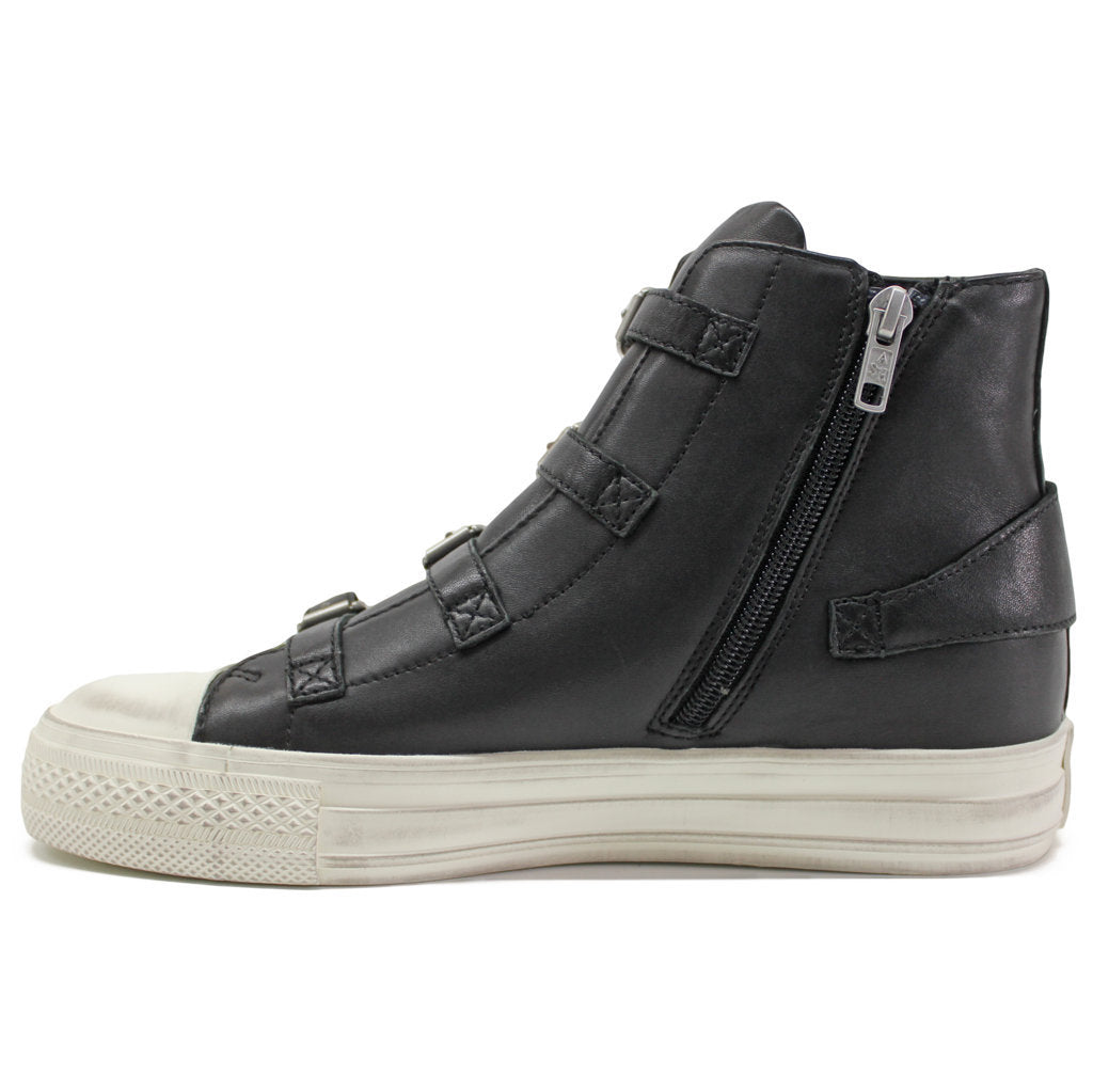 Ash Virgin Nappa Leather Women's High-Top Sneakers#color_black white