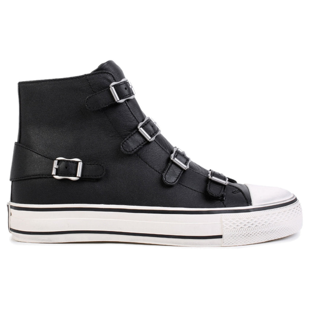 Ash Virgin Nappa Leather Women's High-Top Sneakers#color_black antique silver