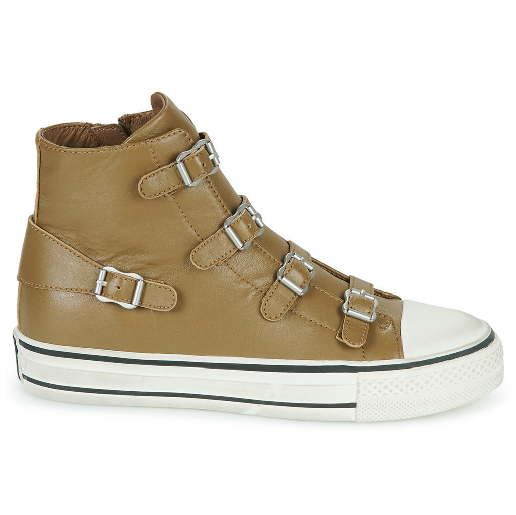 Ash Virgin Nappa Leather Women's High-Top Sneakers#color_golden brown
