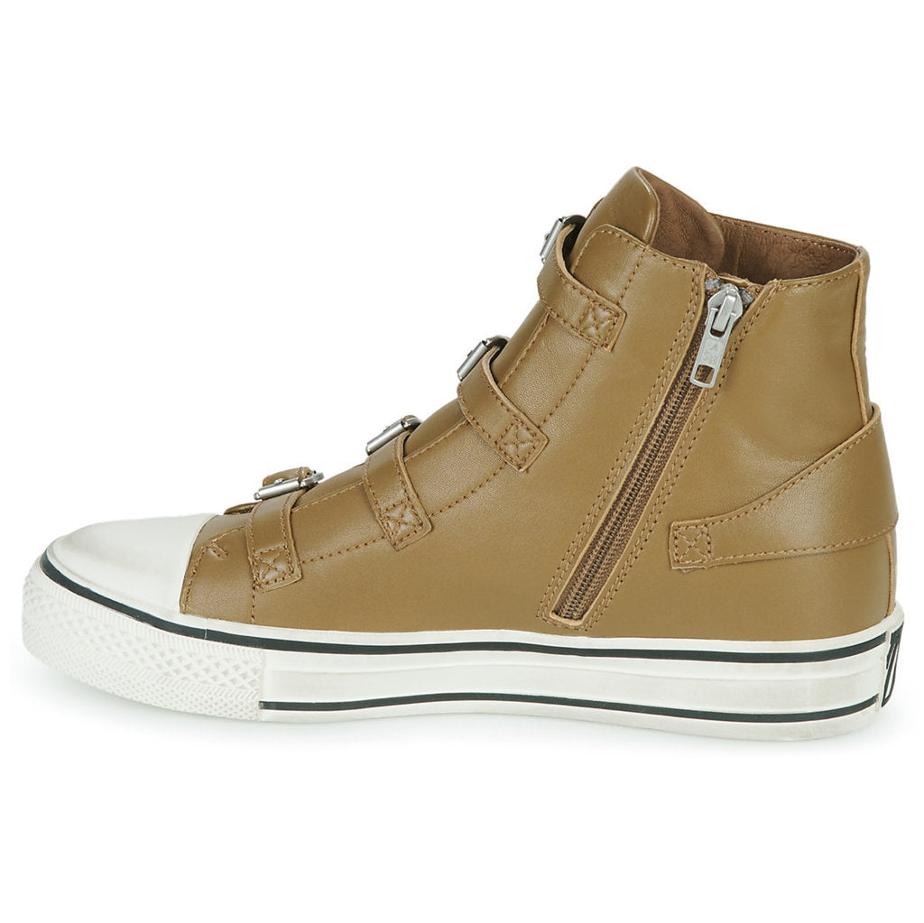 Ash Virgin Nappa Leather Women's High-Top Sneakers#color_golden brown