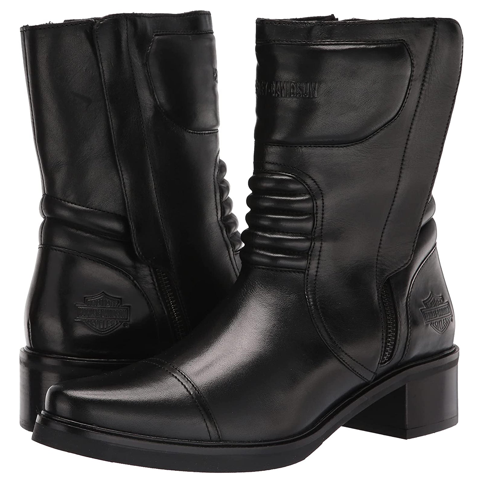 Harley Davidson Jerilyn moto D84692 Leather Womens Boots - Black - 39#color_black