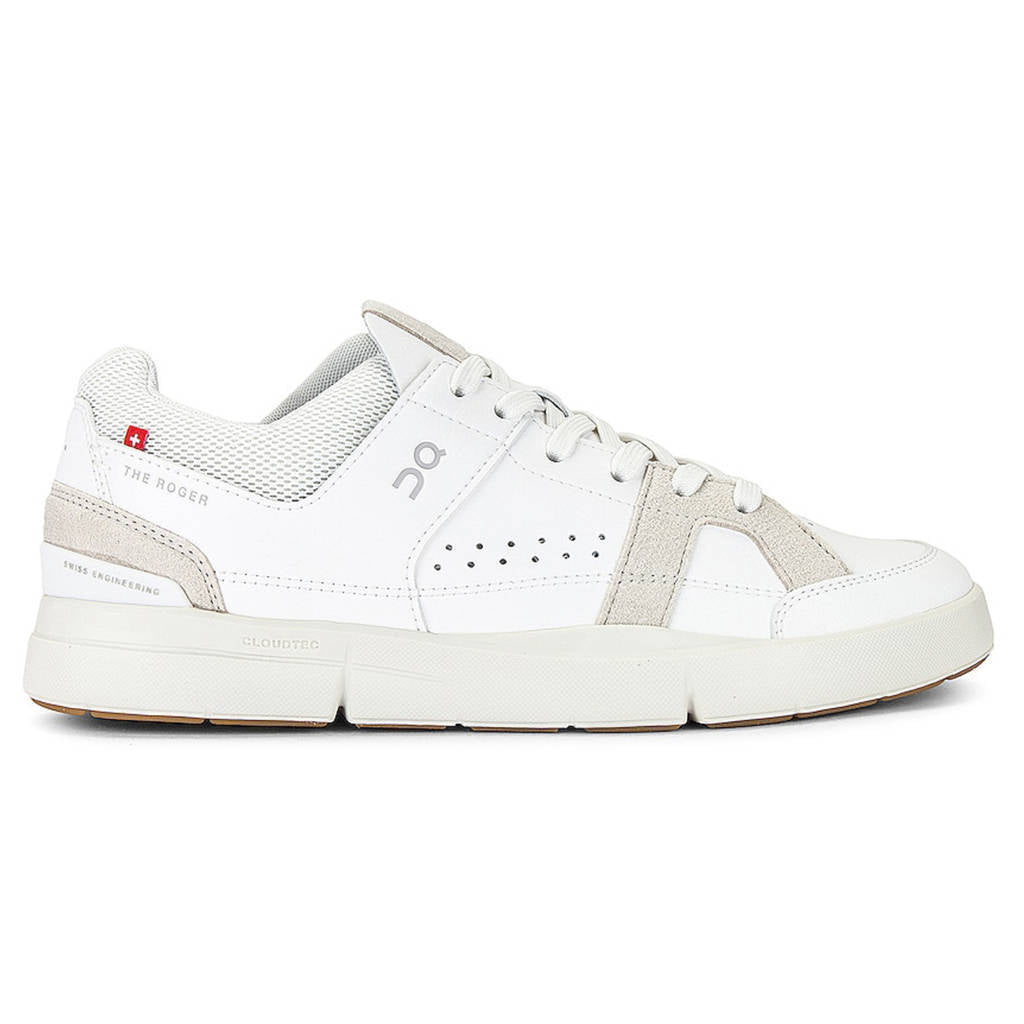On The Roger Clubhouse Synthetic Leather Womens Sneakers#color_white sand