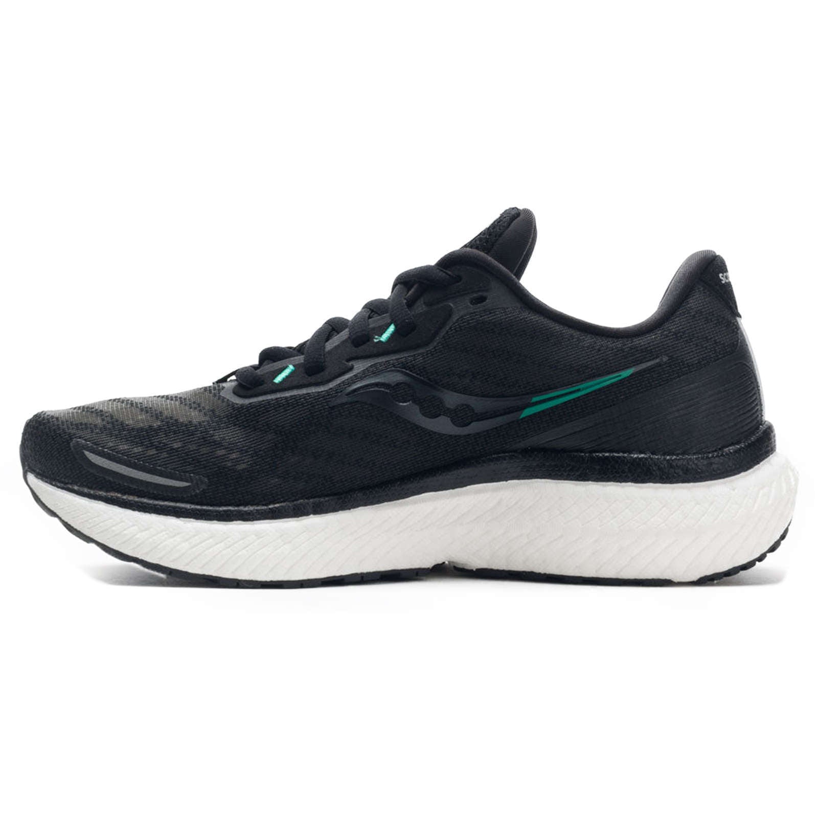 Saucony Triumph 19 Synthetic Textile Women's Running Shoes#color_black white