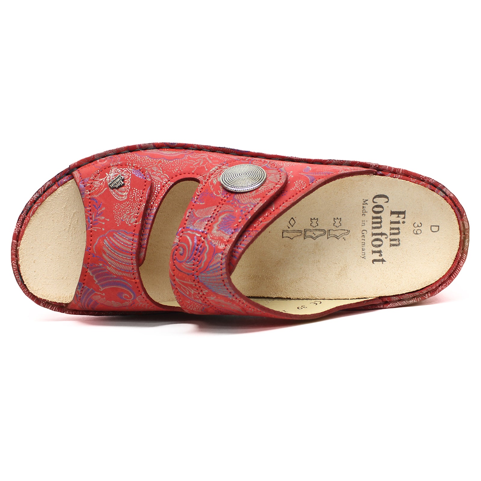 Finn Comfort Sansibar Leather Synthetic Womens Sandals#color_pomodore