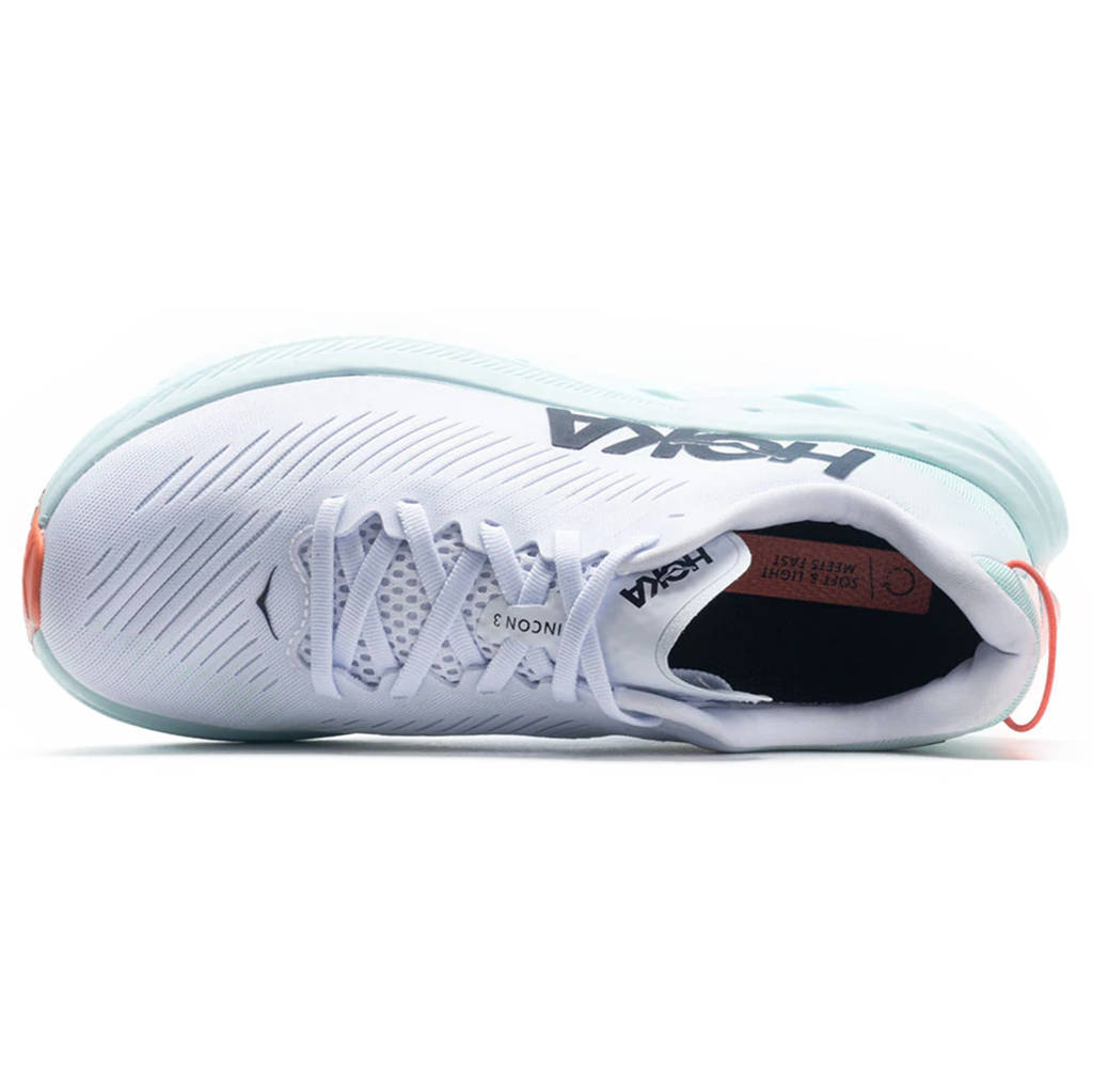 Hoka One One Rincon 3 Synthetic Textile Womens Sneakers#color_white blue glass