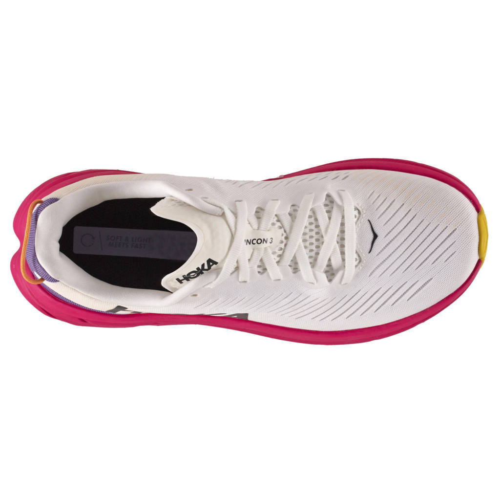 Hoka One One Rincon 3 Synthetic Textile Womens Sneakers#color_blanc de blanc eggnog