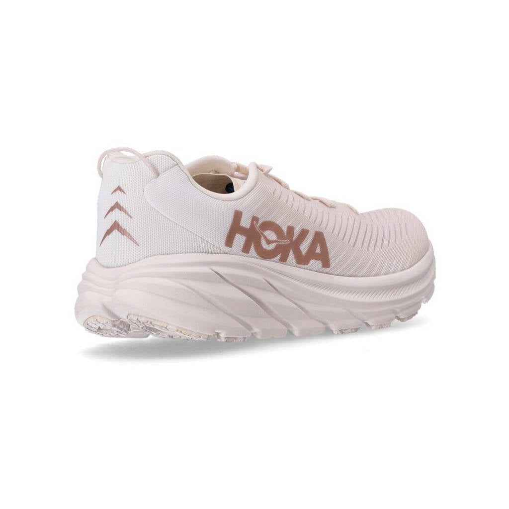 Hoka One One Rincon 3 Synthetic Textile Womens Sneakers#color_eggnog rose gold