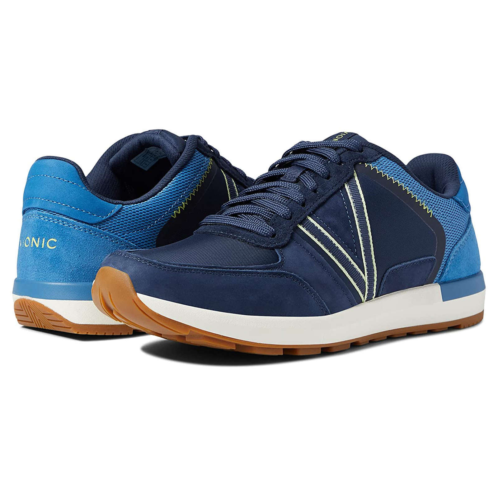 Vionic Bradey Leather Textile Mens Sneakers#color_navy sky