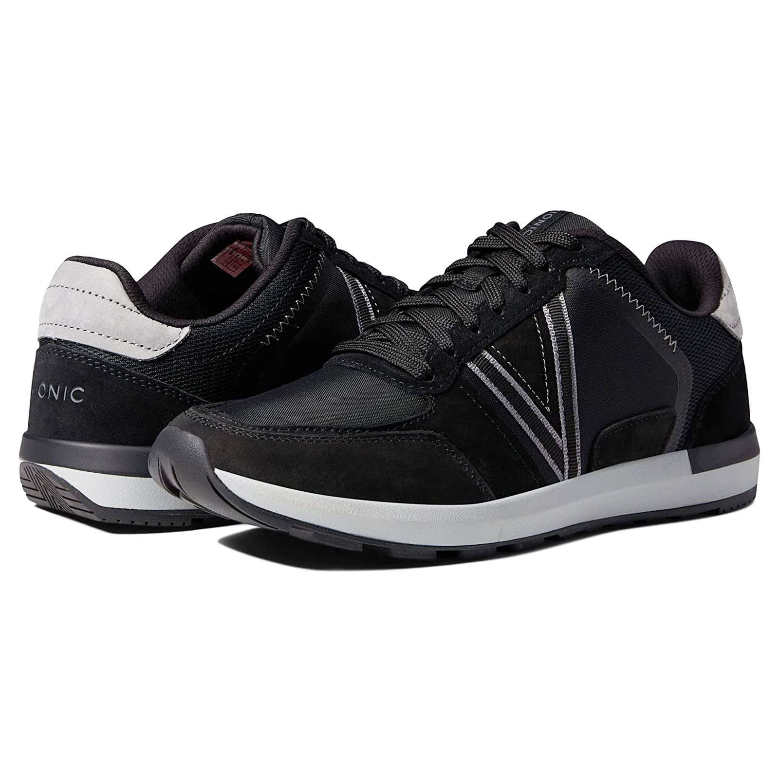 Vionic Bradey Leather Textile Mens Sneakers#color_black charcoal