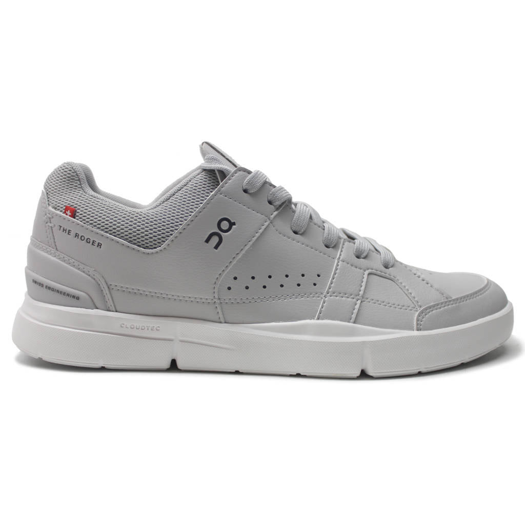 On The Roger Clubhouse Synthetic Leather Mens Sneakers#color_glacier white