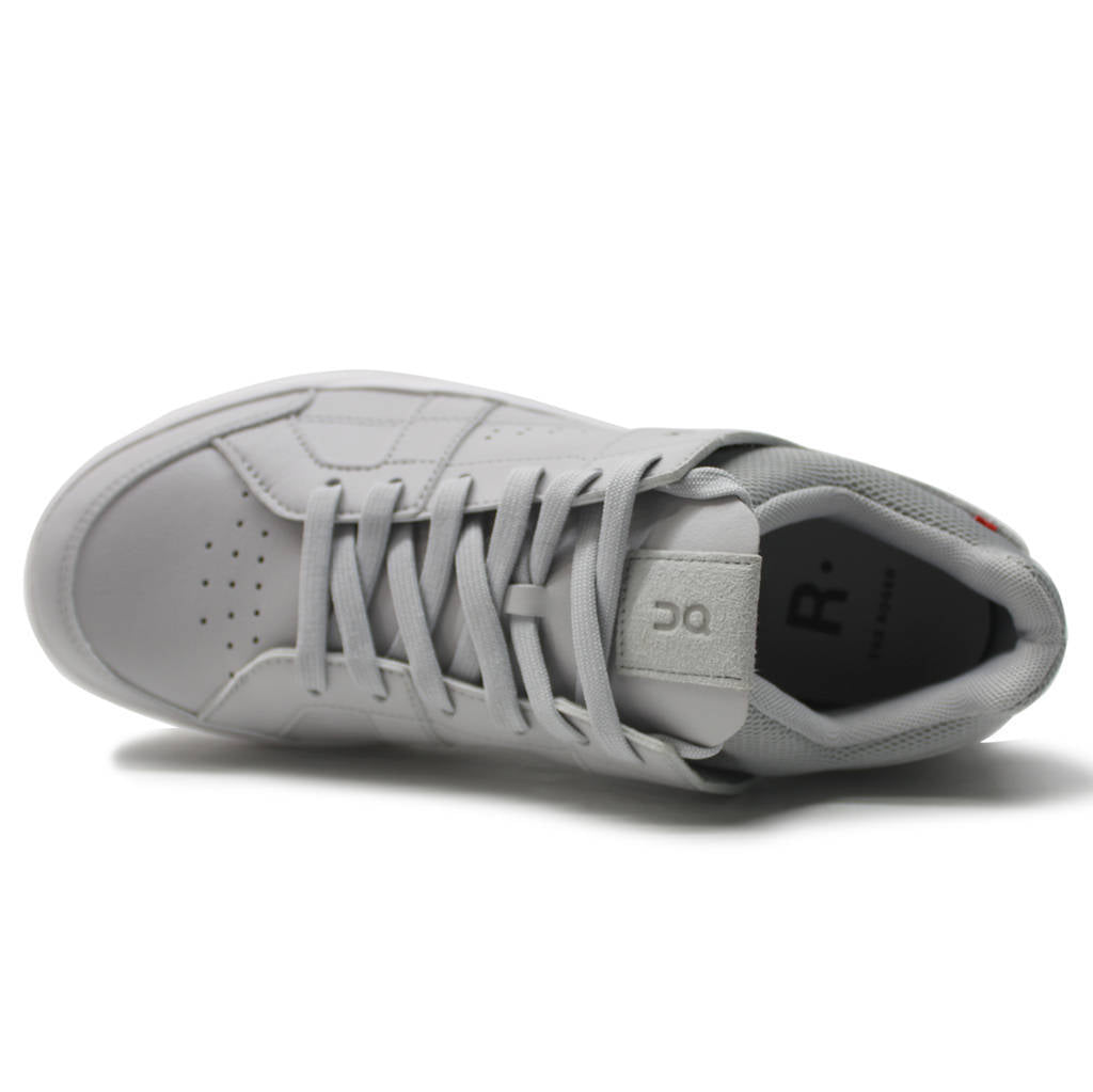 On The Roger Clubhouse Synthetic Leather Mens Sneakers#color_glacier white