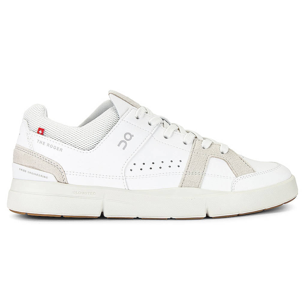 On The Roger Clubhouse Synthetic Leather Mens Sneakers#color_white sand