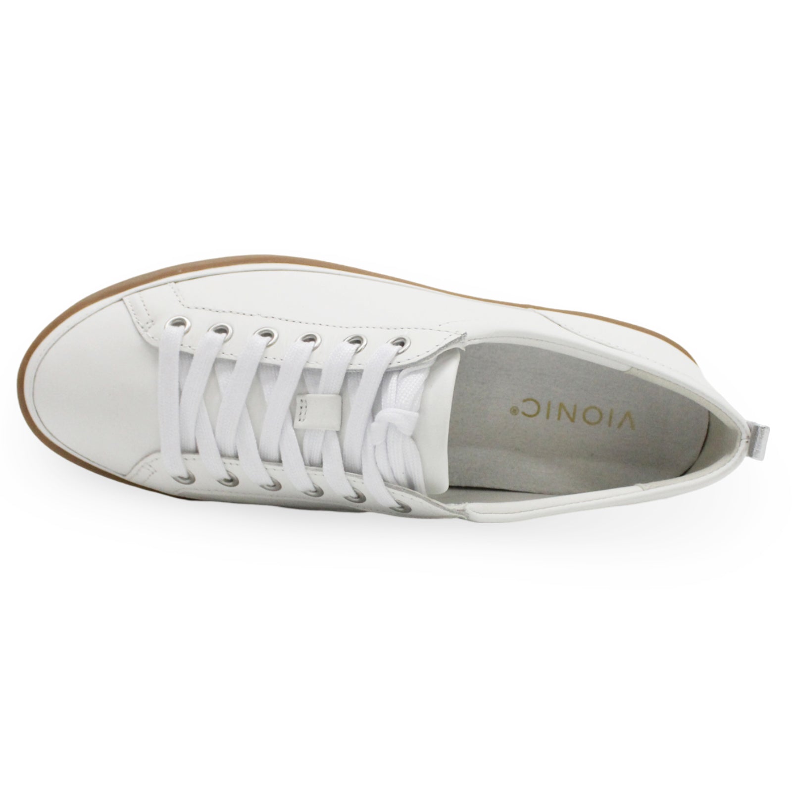 Vionic Winny Leather Womens Trainers#color_white gum
