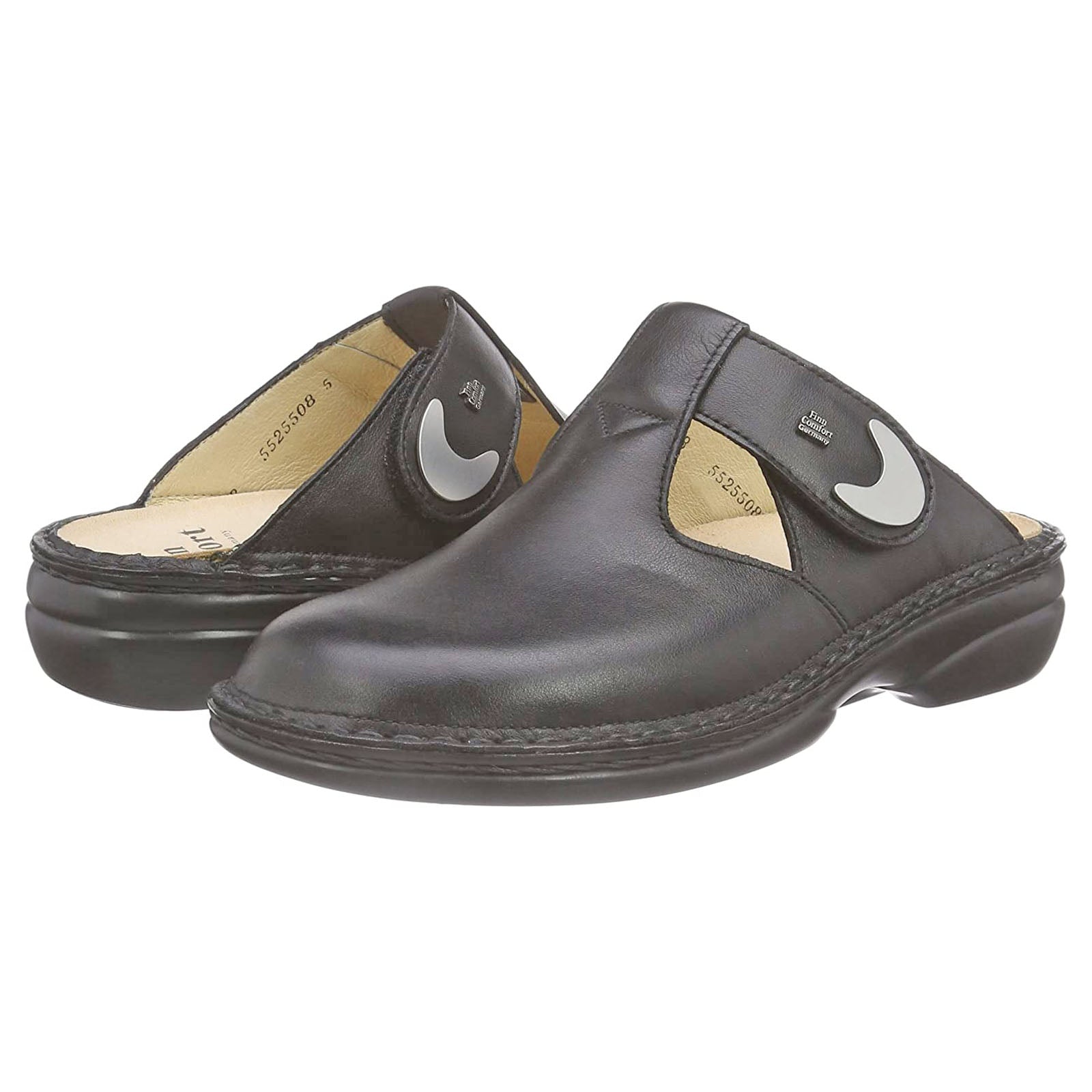 Finn Comfort Belem Leather Womens Sandals#color_black
