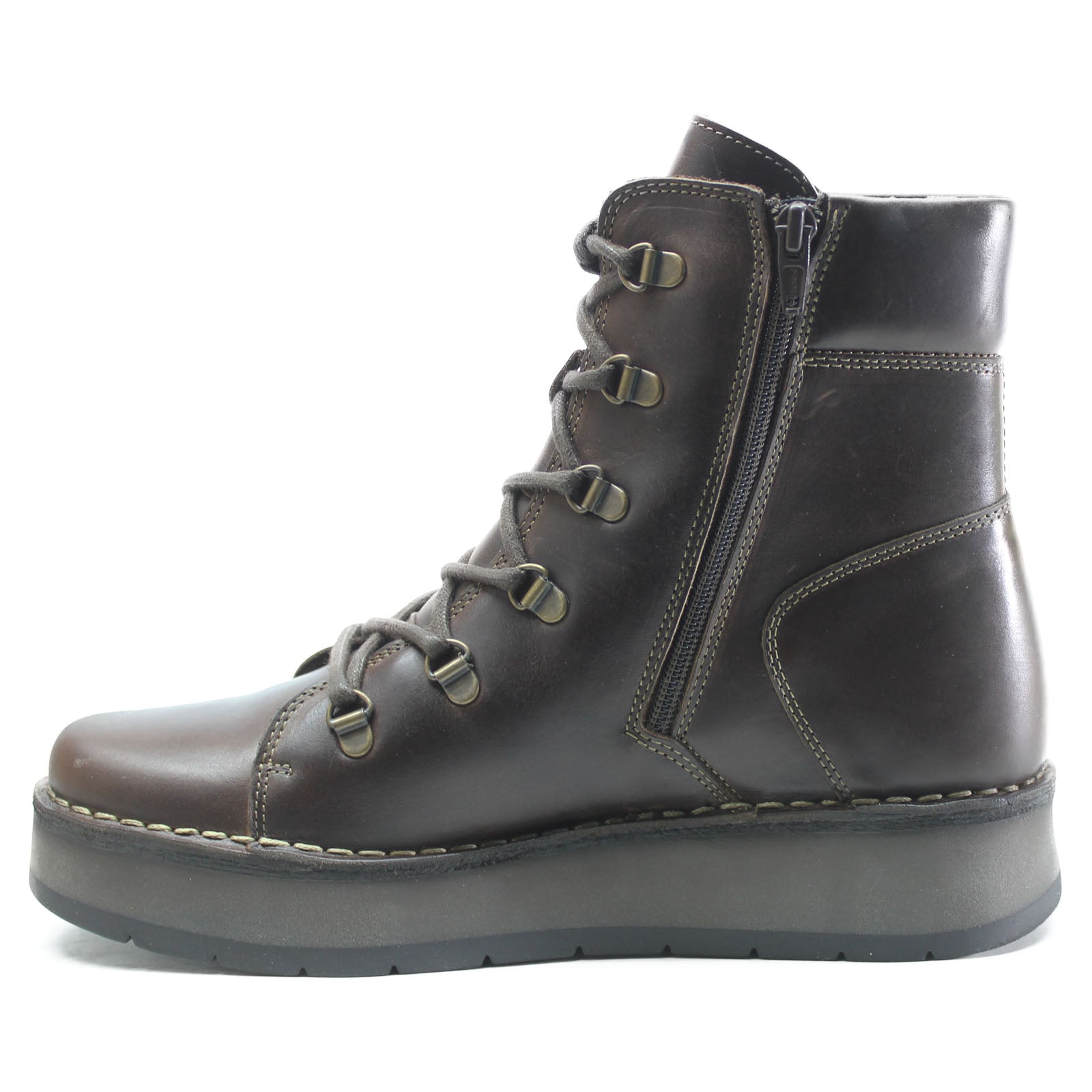 Fly London ROXY094FLY P211094001 Rug Leather Womens Boots - Dark Brown - 40#color_dark brown