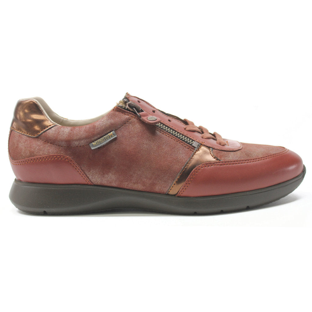 Mephisto Monia Leather Womens Sneakers#color_rust