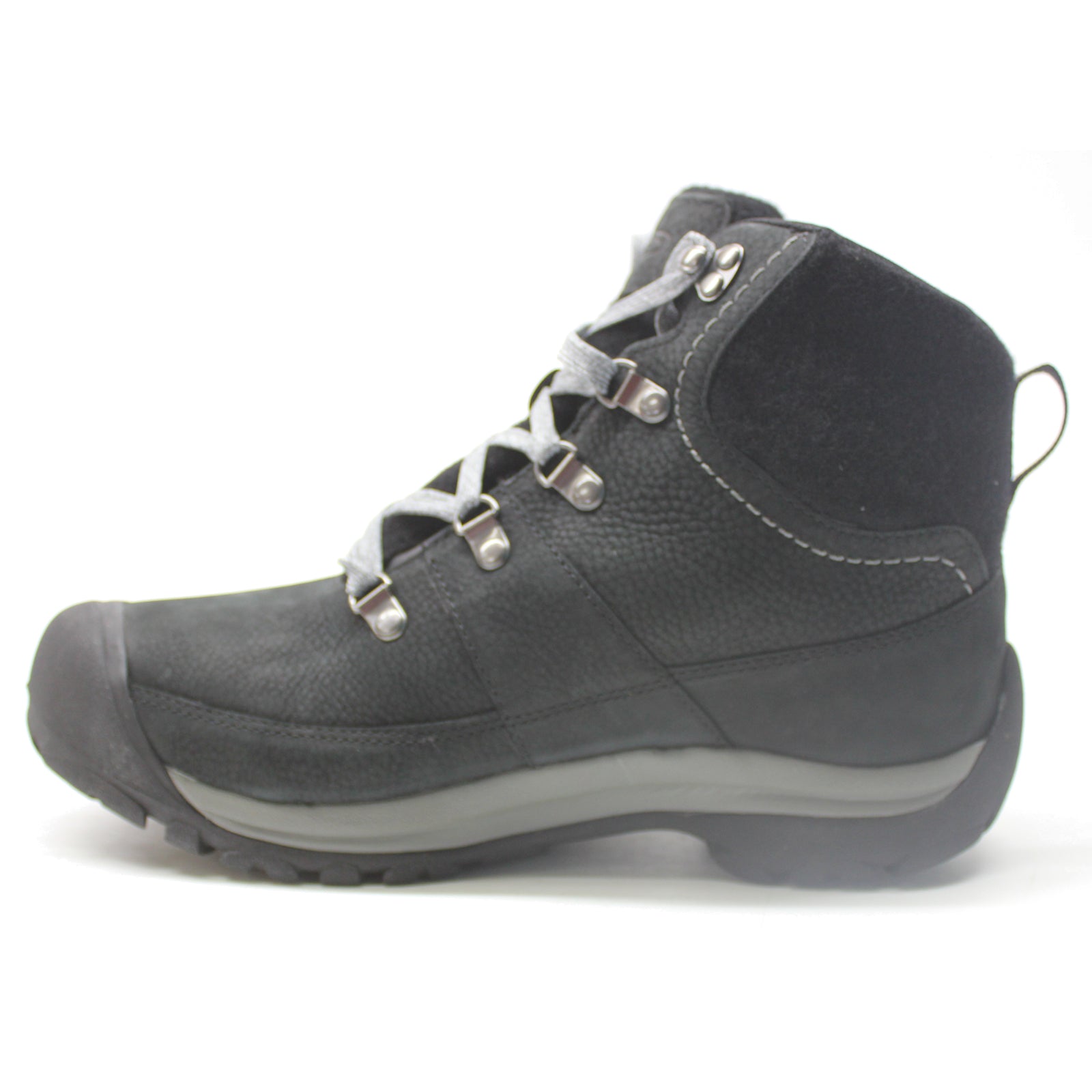Keen Kaci III Winter Mid Leather Textile Womens Boots#color_black steel grey