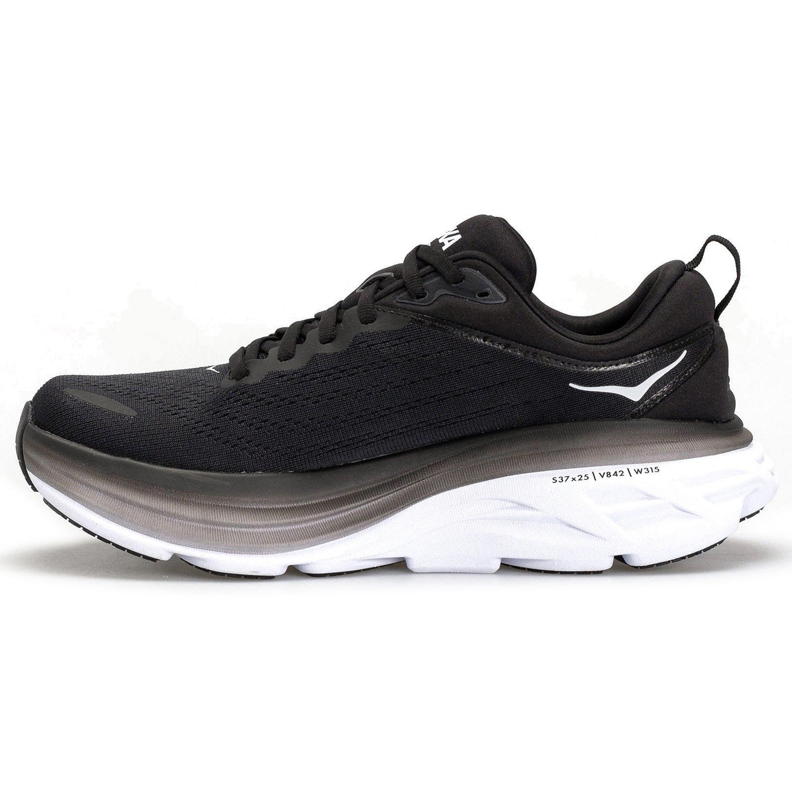 Hoka Bondi 8 1123202-BWHT Textile Mens Trainers - Black White - 9.5#color_black white