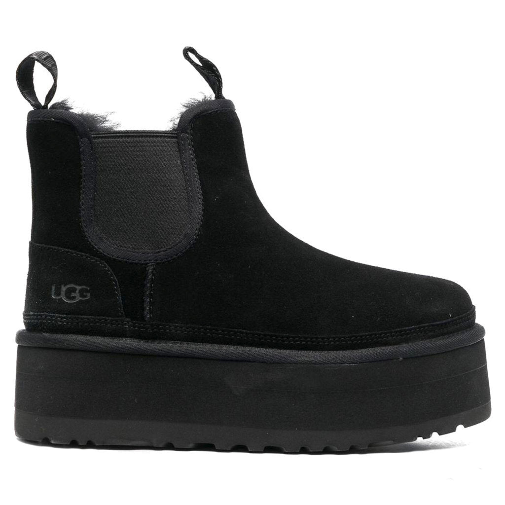 UGG Neumel Suede Sheepskin Women's Platform Chelsea Boots#color_black