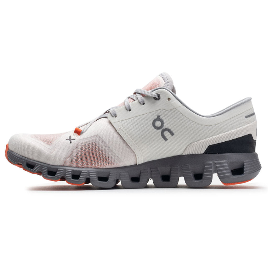 On Cloud X 3 Textile Synthetic Mens Sneakers#color_ivory alloy