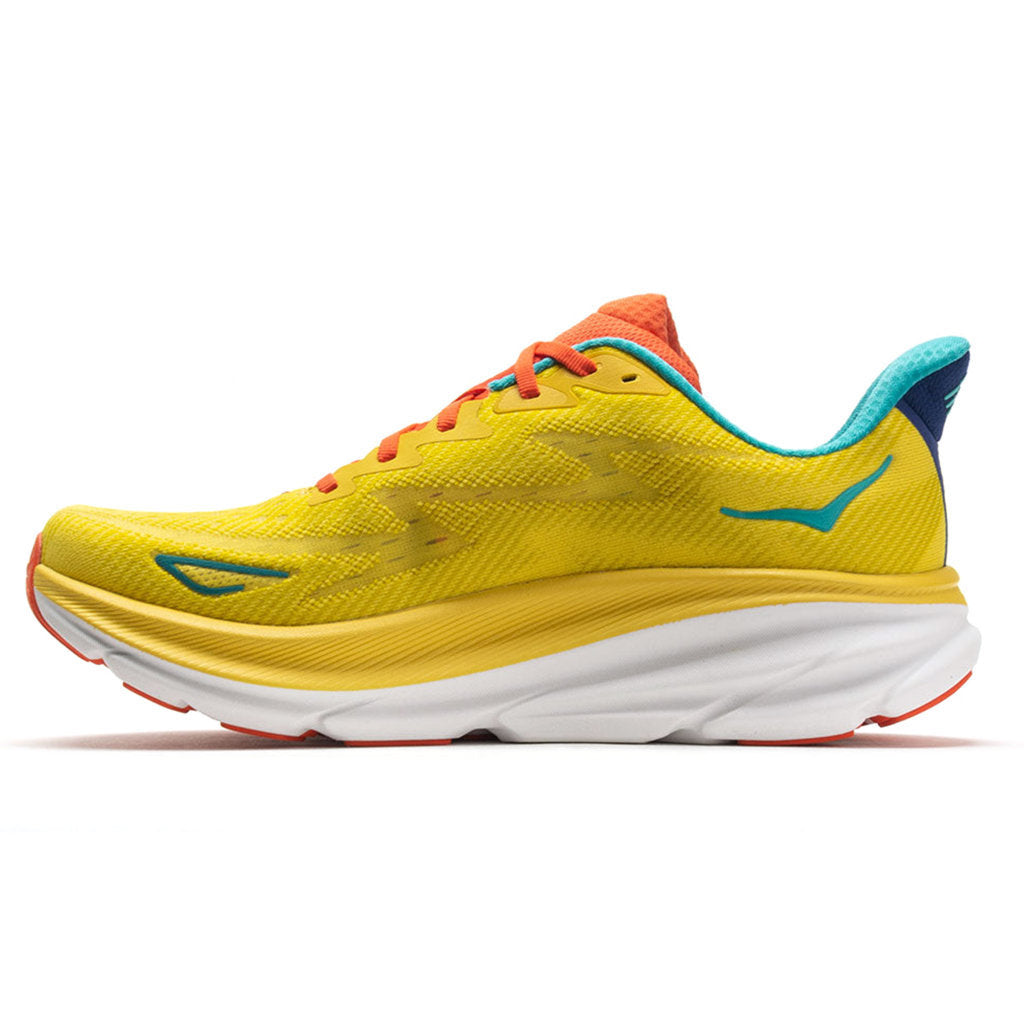 Hoka One One Clifton 9 Textile Mens Sneakers#color_passion fruit maize