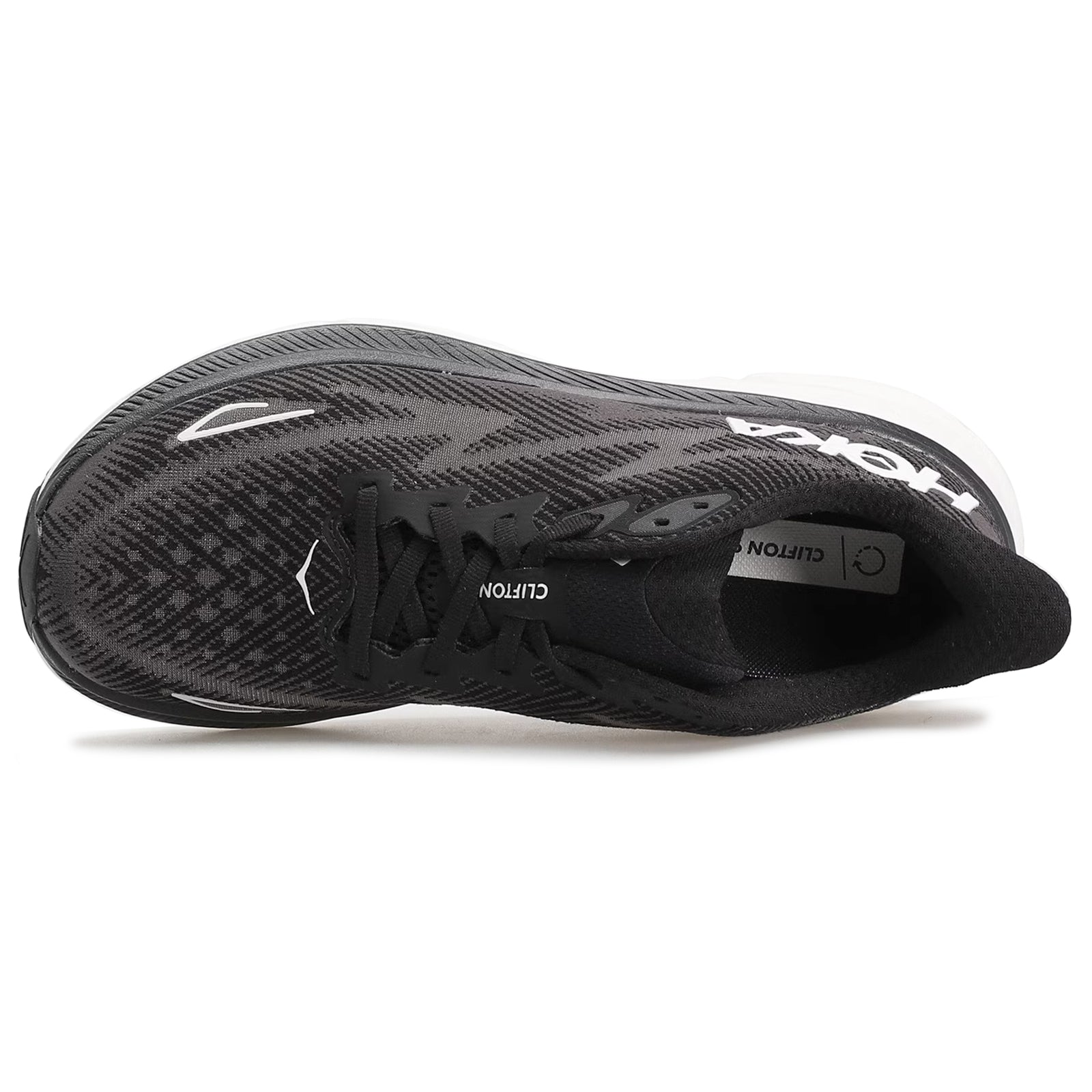 Hoka Clifton 9 1127896-BWHT Textile Womens Trainers - Black White - 7.5#color_black white