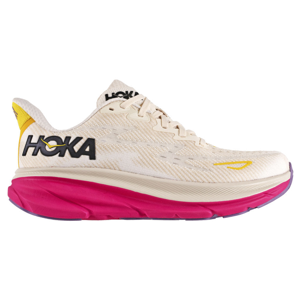 Hoka One One Clifton 9 Textile Womens Sneakers#color_eggnog blanc de blanc