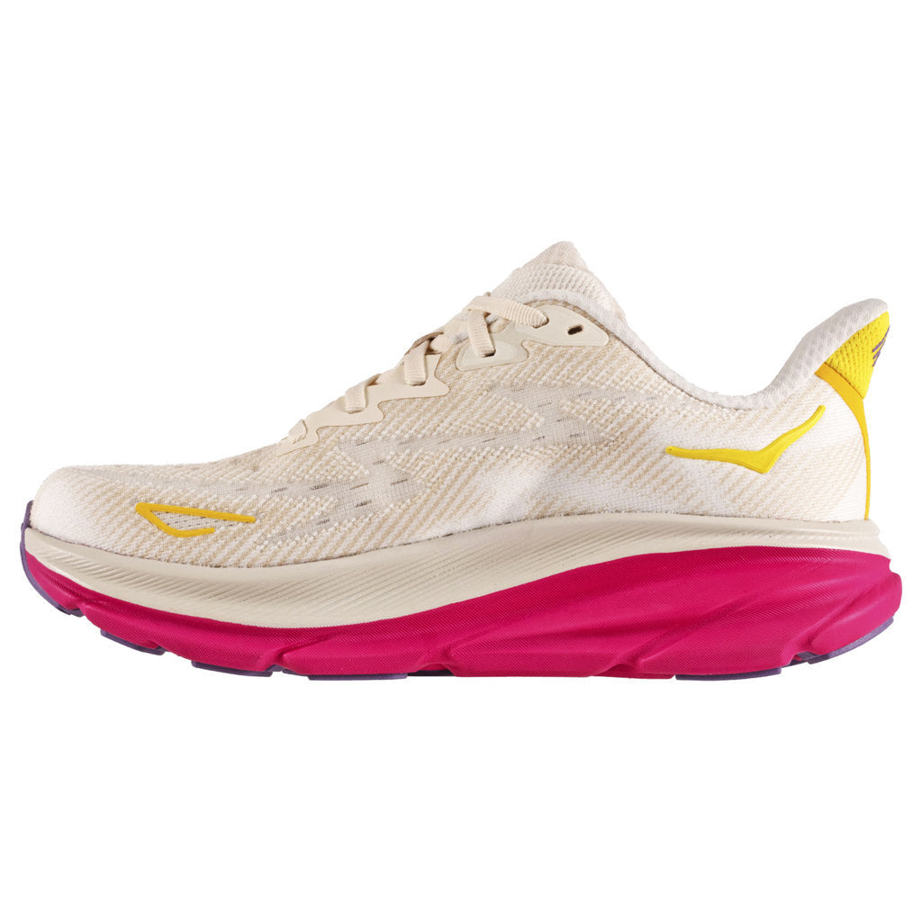 Hoka One One Clifton 9 Textile Womens Sneakers#color_eggnog blanc de blanc