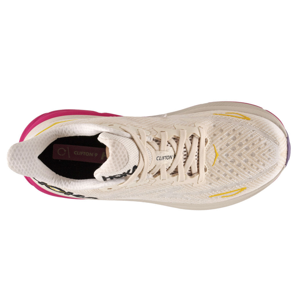 Hoka One One Clifton 9 Textile Womens Sneakers#color_eggnog blanc de blanc