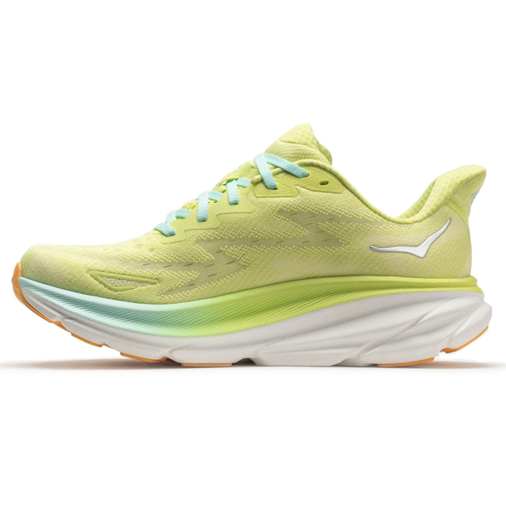 Hoka One One Clifton 9 Textile Womens Sneakers#color_citrus glow sunlit ocean