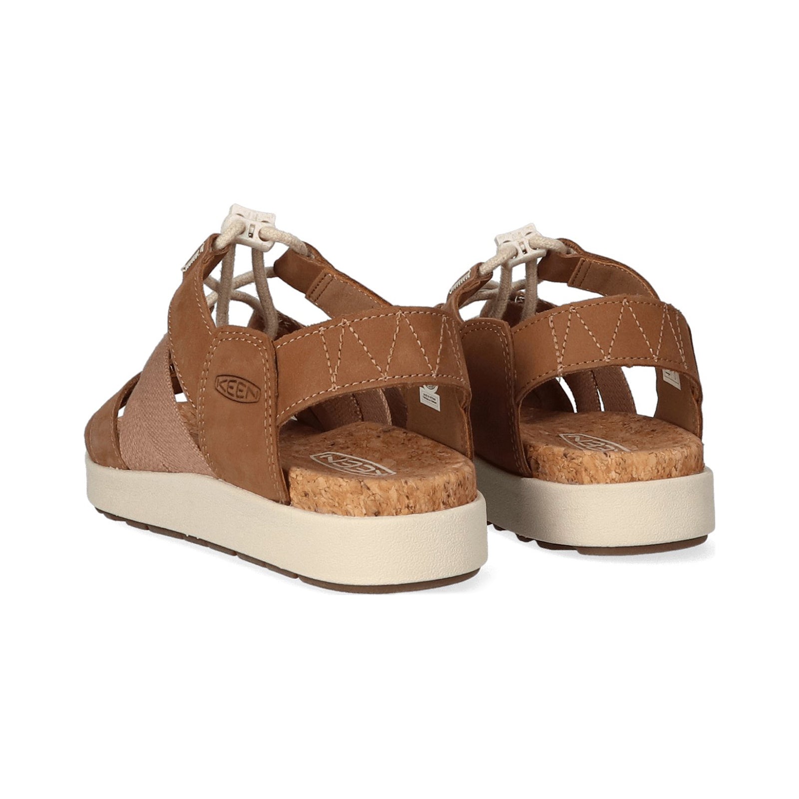 Keen Elle Mixed Strap Leather Textile Womens Sandals#color_toasted coconut birch