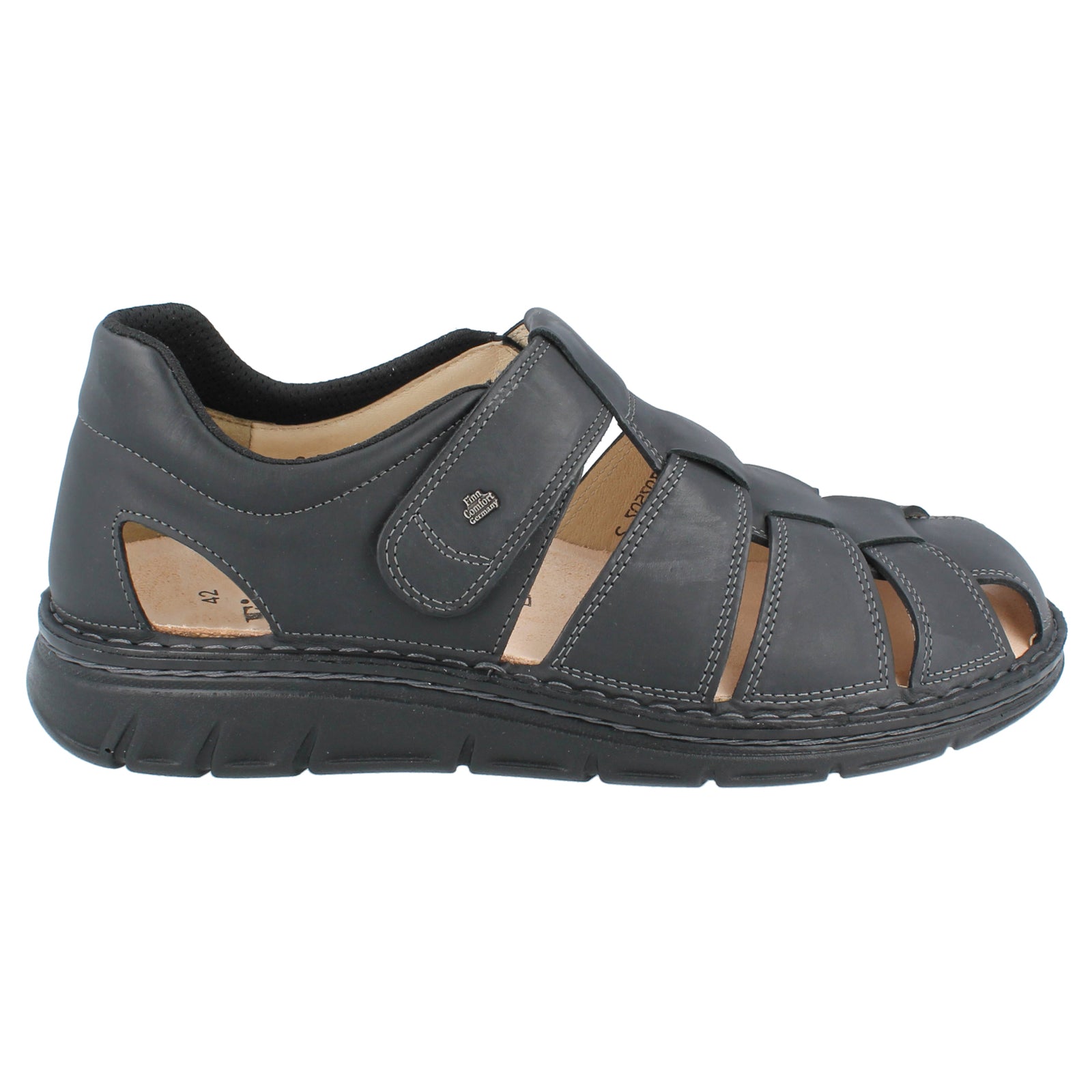 Finn Comfort Copan-S Leather Mens Sandals#color_black