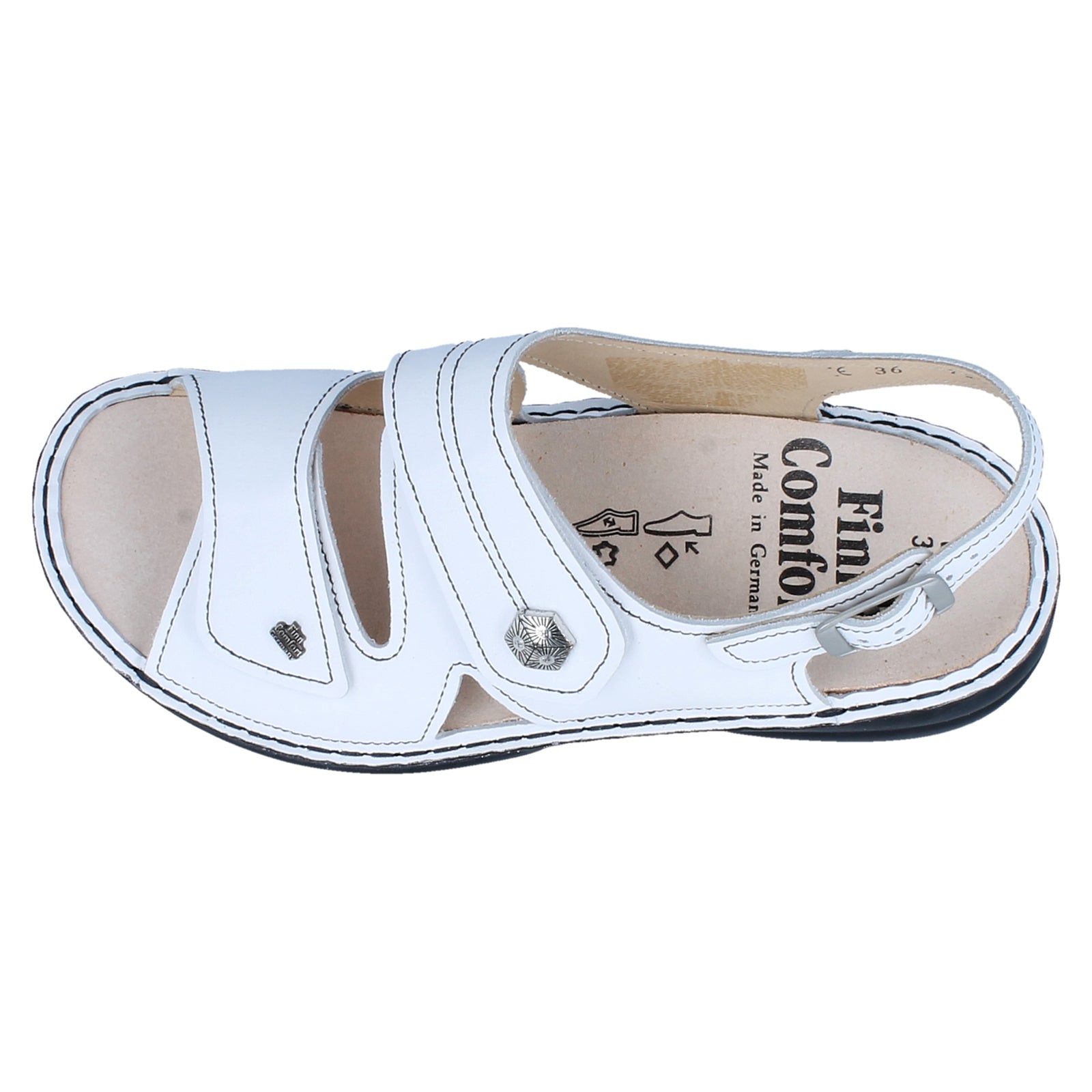 Finn Comfort Milos Leather Womens Sandals#color_white