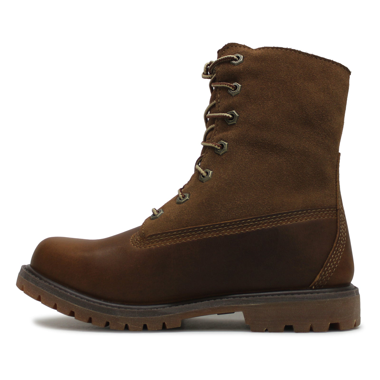 Timberland Authentic Tedy Fleece Waterproof Full Grain Leather Womens Boots#color_dark brown