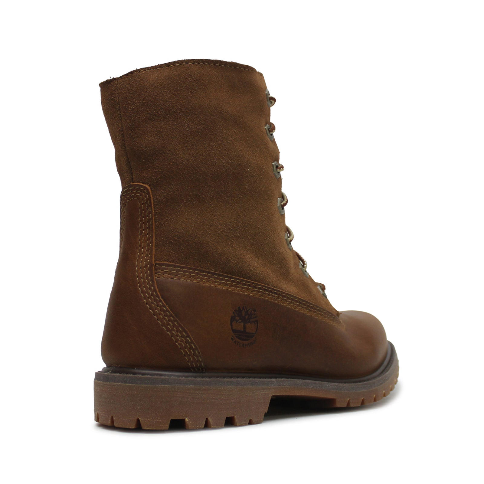 Timberland Authentic Tedy Fleece Waterproof Full Grain Leather Womens Boots#color_dark brown