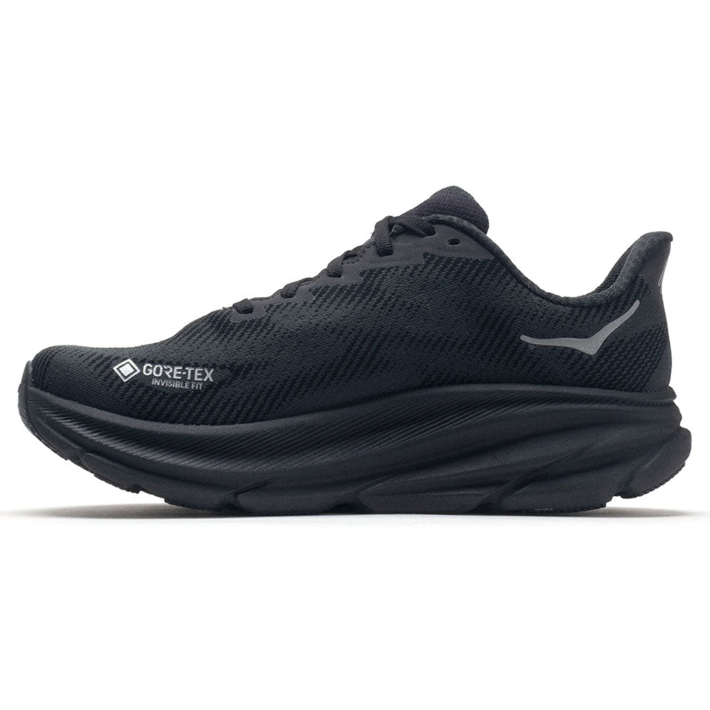 Hoka One One Clifton 9 GTX Textile Synthetic Mens Sneakers#color_black black