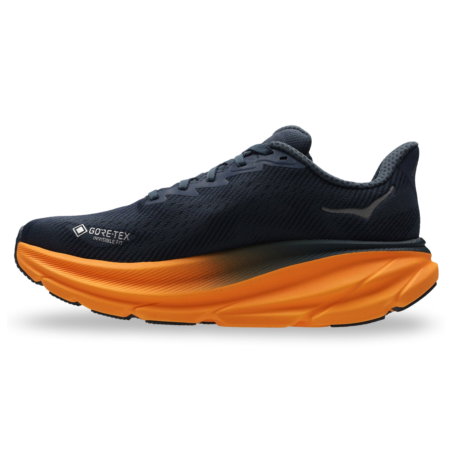 Hoka Clifton 9 GTX Textile Synthetic Mens Trainers#color_stormy skies orange zest
