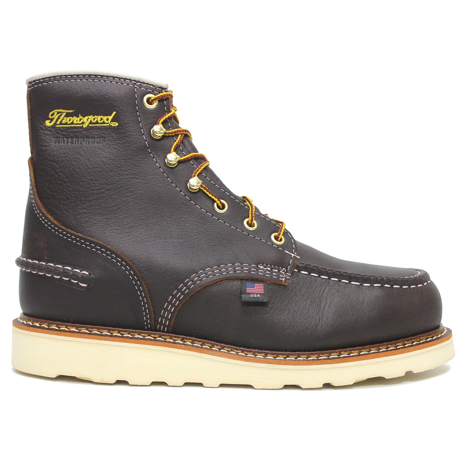 Thorogood 6 Inch Moc Toe Maxwear Wedge Safety Leather Mens Boots#color_briar pitstop