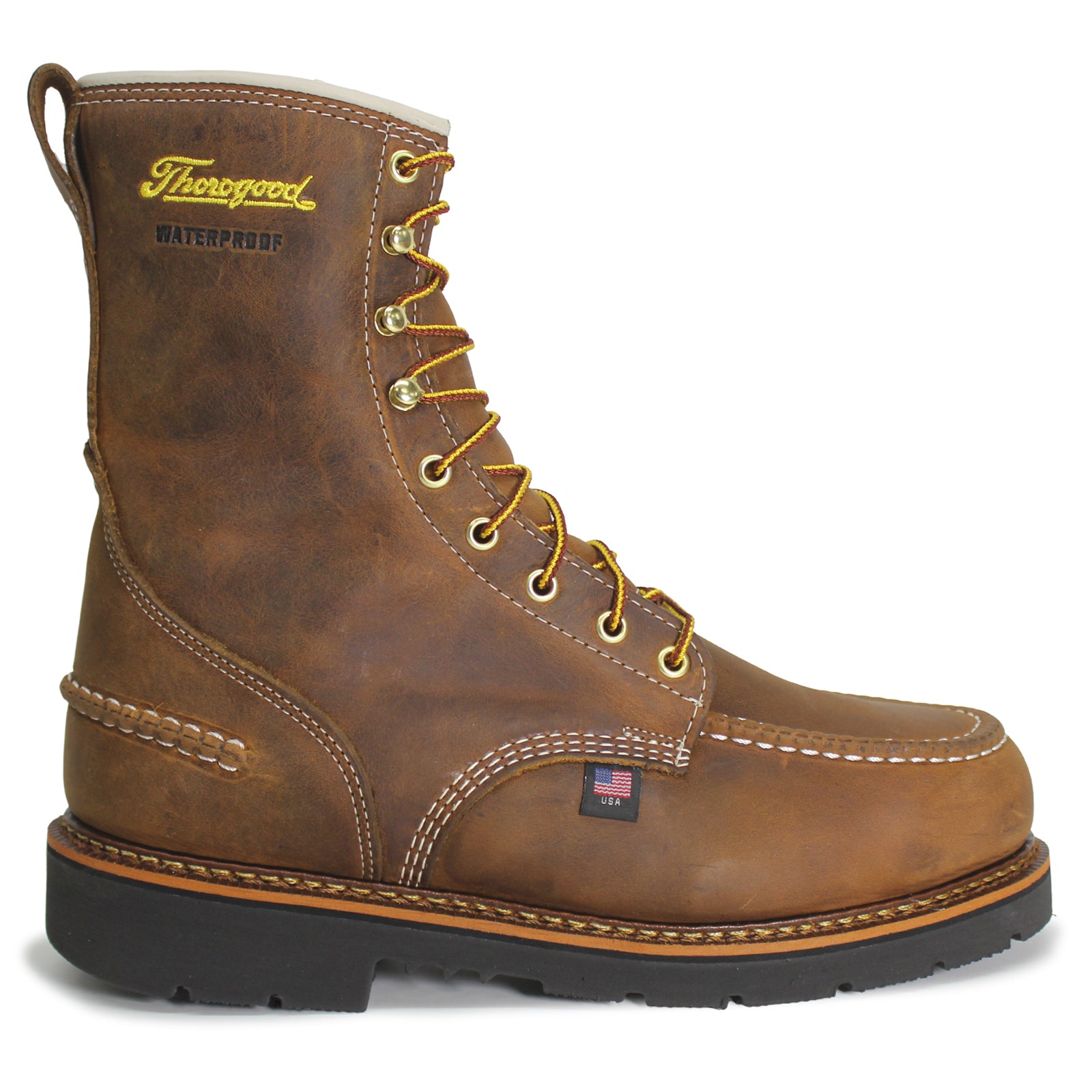 Thorogood 8 Inch Moc Toe Maxwear90 Safety Leather Mens Boots#color_crazy horse