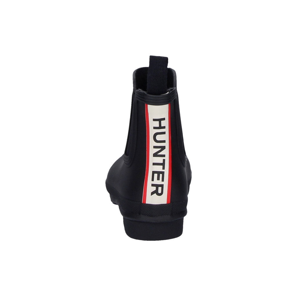 Hunter Original Chelsea Tri Colour Logo Backstrap Rubber Womens Boots#color_black