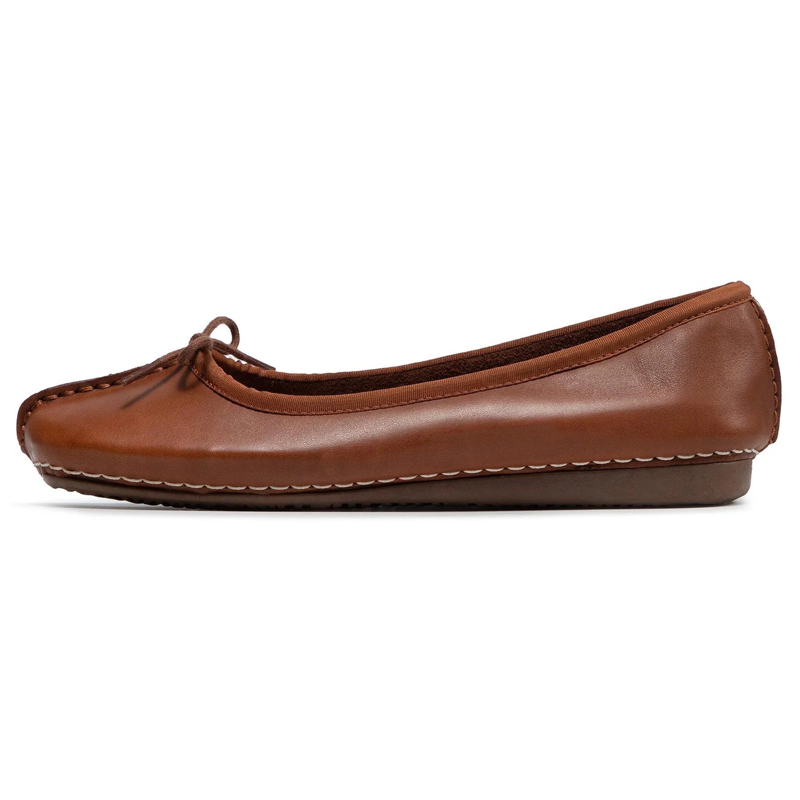 Clarks Freckle Ice Leather Womens Shoes#color_dark tan