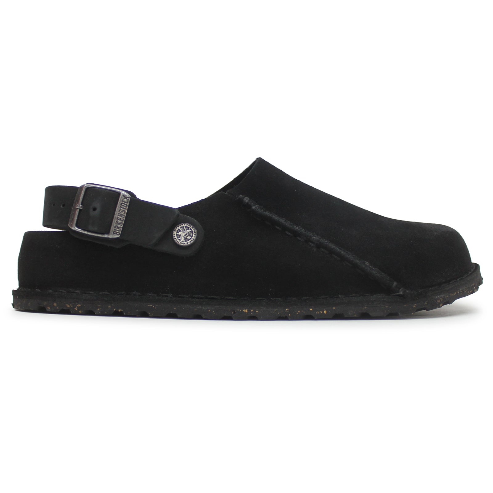 Birkenstock Lutry Premium 1025323 Suede Leather Unisex Sandals - Black - 44#color_black
