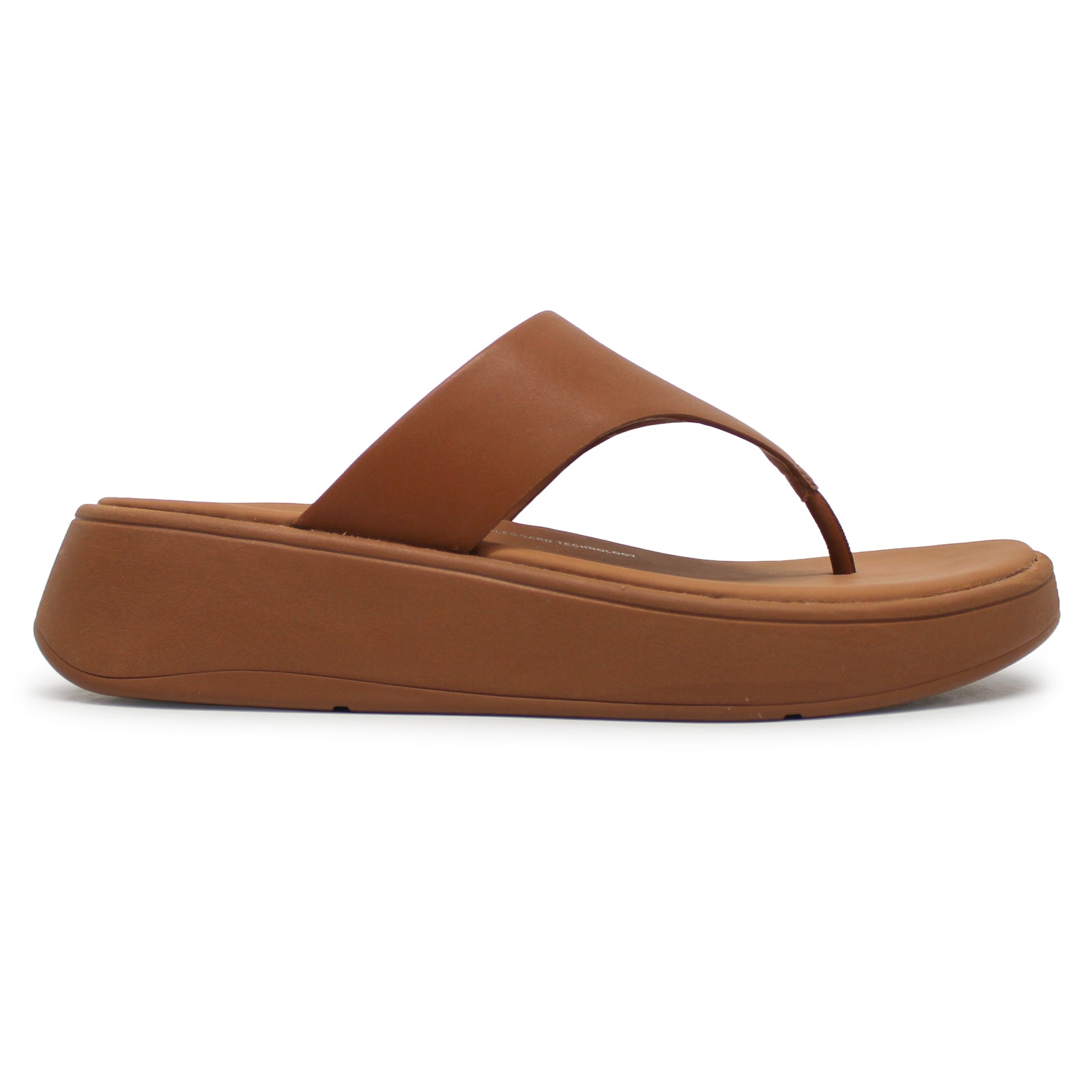 FitFlop F Mode Flatform Toe Post Leather Womens Sandals#color_light tan