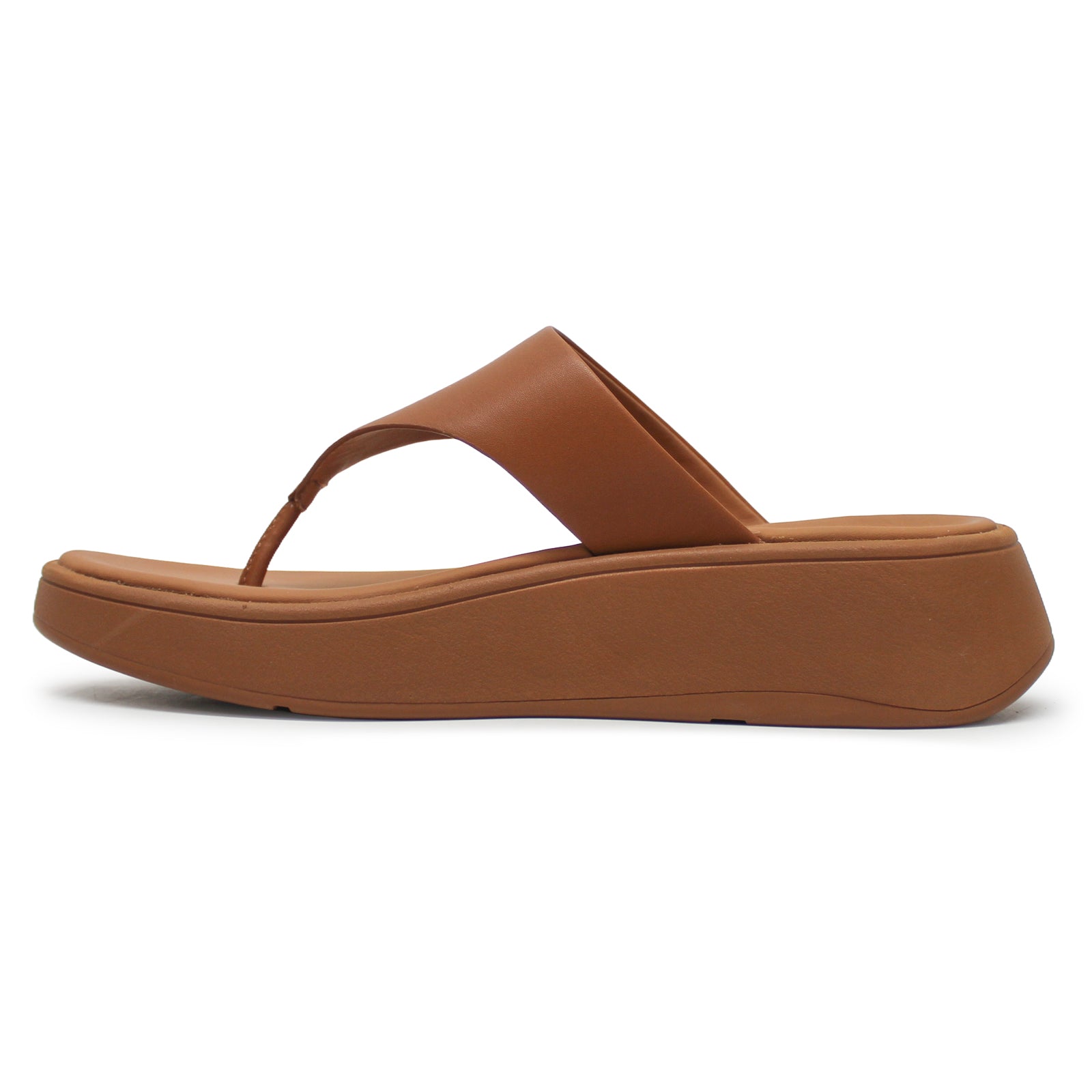 FitFlop F Mode Flatform Toe Post Leather Womens Sandals#color_light tan