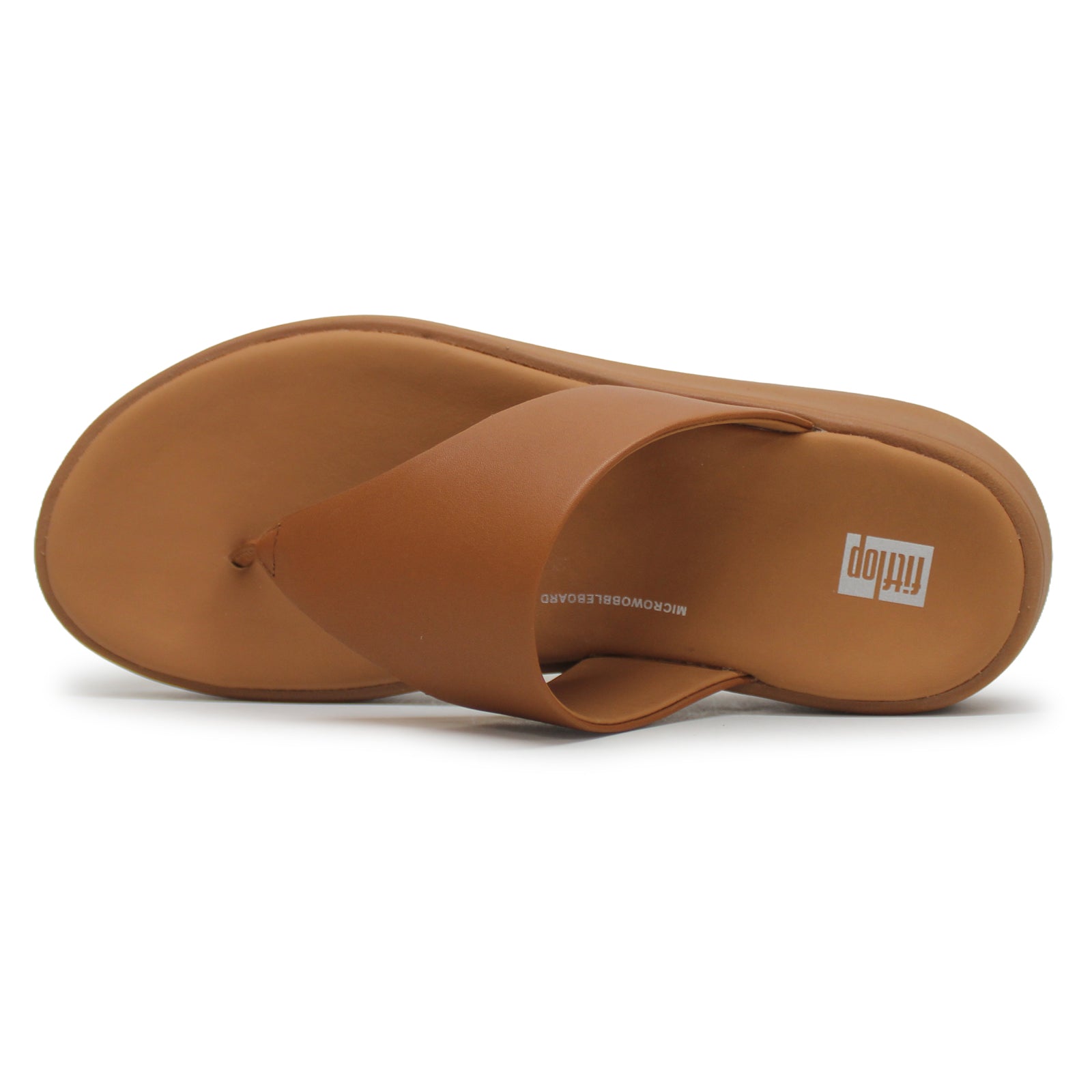 FitFlop F Mode Flatform Toe Post Leather Womens Sandals#color_light tan