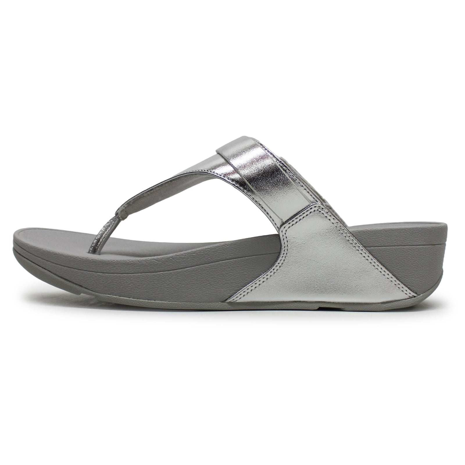 FitFlop Lulu Adjustable Toe Post Leather Womens Sandals#color_silver