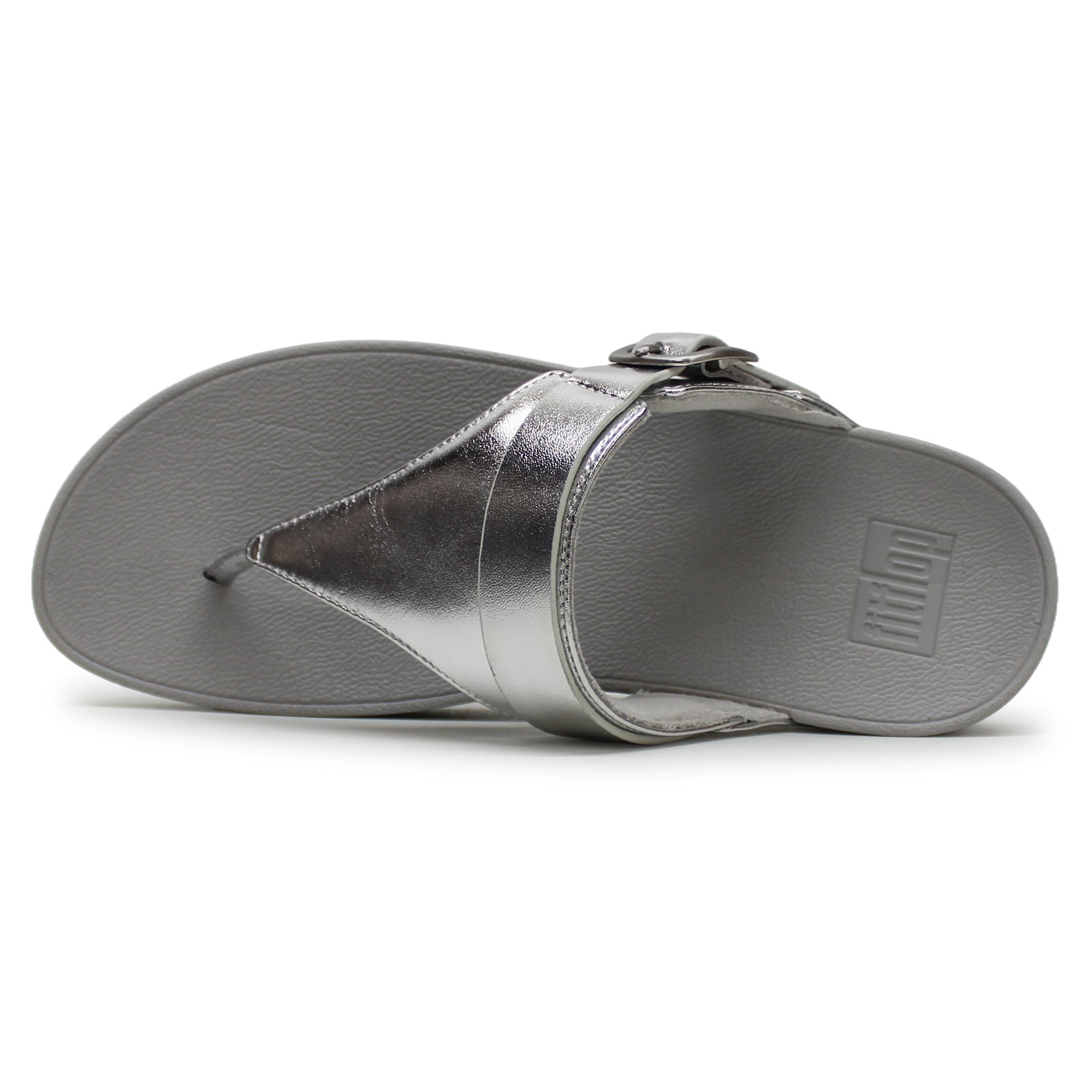 FitFlop Lulu Adjustable Toe Post Leather Womens Sandals#color_silver