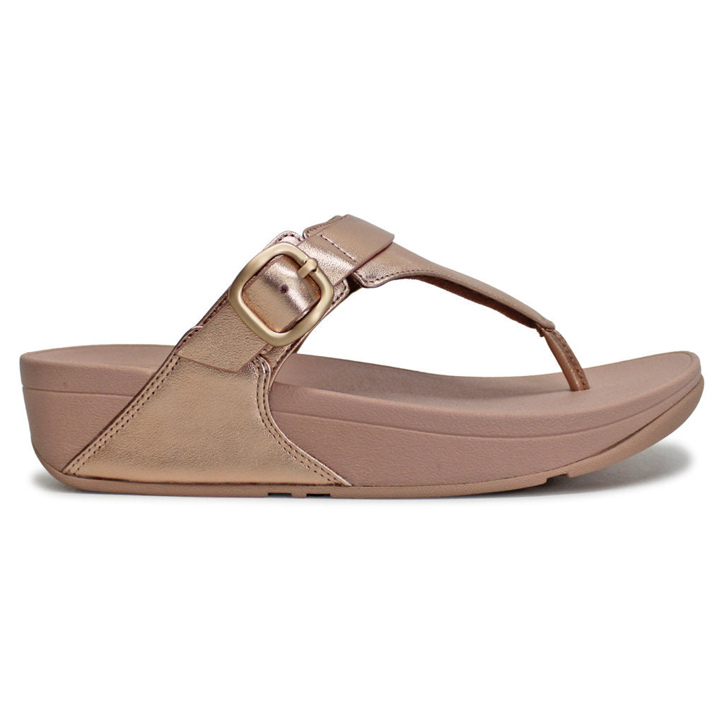 FitFlop Lulu Adjustable Leather Toe Post Leather Womens Sandals#color_rose gold